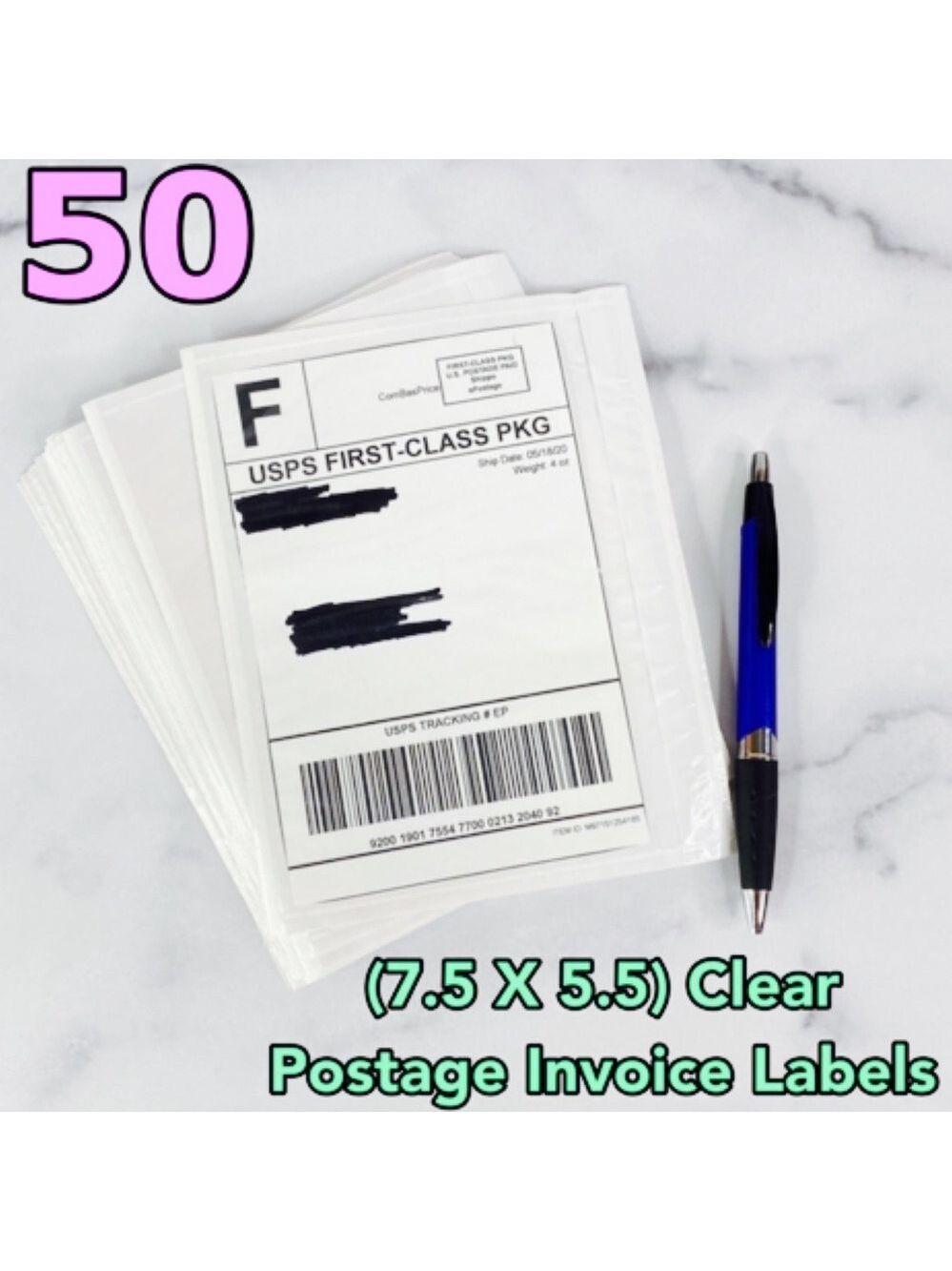 50 (7.5 X 5.5) Clear Postage Invoice Label Pockets PRICE IS FIRM - Picture 5 of 8